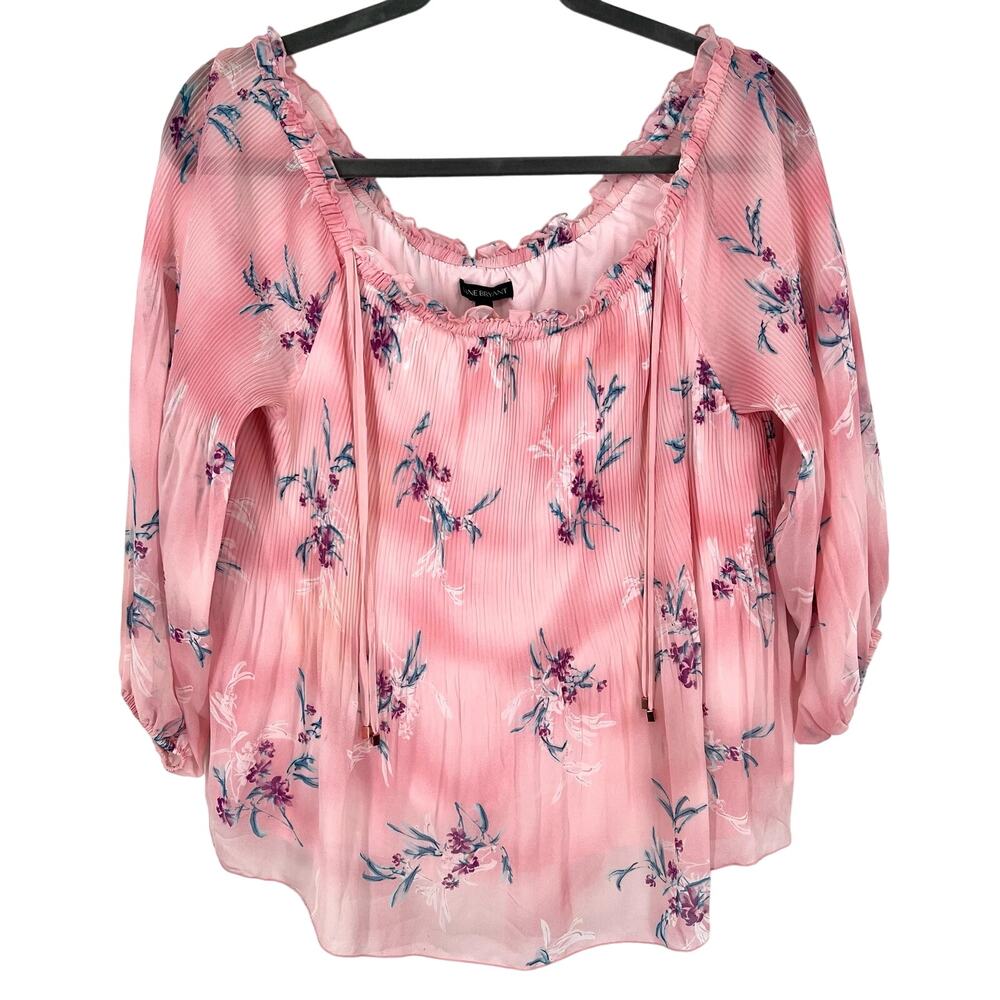 Lane Bryant Plus Size 18/20 Pink Floral Off The Shoulder Blouse Shirt Top Summer